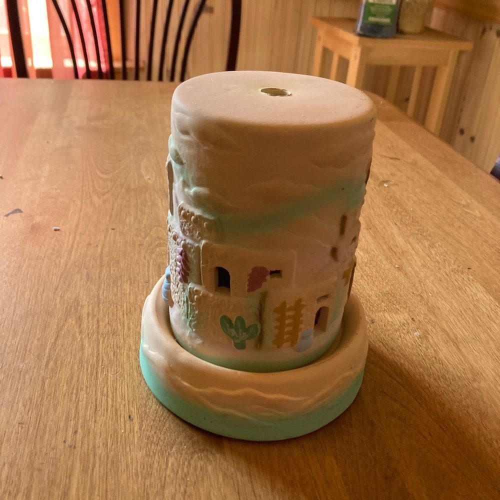 Decorative Cream and Green Candle Holder